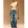 image:imageFloerns Womens Off The Shoulder Sweaters Short Sleeve Asymmetrical Rib Knit Pullover TopsYellow