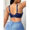 image:imageFloerns Womens Plus Size Contrast Mesh Bralette Medium Support Wireless UnderwearDark Blue