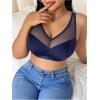 image:imageFloerns Womens Plus Size Contrast Mesh Bralette Medium Support Wireless UnderwearDark Blue