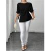image:imageFloerns Womens Plus Size Elegant Puff Sleeve Blouse Tops Split Business Casual OutfitBlack