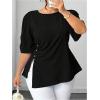 image:imageFloerns Womens Plus Size Elegant Puff Sleeve Blouse Tops Split Business Casual OutfitBlack