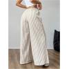 image:imageFloerns Womens Plus Size Striped Wide Leg Pants Elastic Waist Drawstring Lounge TrousersApricot