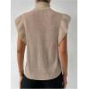 image:imageFloerns Womens Ruffle Trim Cable Knit Sweater Vest Turtleneck Sleeveless Tank TopsApricot