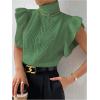 image:imageFloerns Womens Ruffle Trim Cable Knit Sweater Vest Turtleneck Sleeveless Tank TopsArmy Green