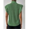 image:imageFloerns Womens Ruffle Trim Cable Knit Sweater Vest Turtleneck Sleeveless Tank TopsArmy Green