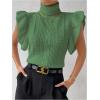 image:imageFloerns Womens Ruffle Trim Cable Knit Sweater Vest Turtleneck Sleeveless Tank TopsArmy Green