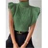 image:imageFloerns Womens Ruffle Trim Cable Knit Sweater Vest Turtleneck Sleeveless Tank TopsArmy Green