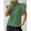 image:imageFloerns Womens Ruffle Trim Cable Knit Sweater Vest Turtleneck Sleeveless Tank TopsArmy Green