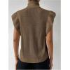 image:imageFloerns Womens Ruffle Trim Cable Knit Sweater Vest Turtleneck Sleeveless Tank TopsChocolate Brown