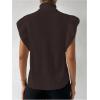 image:imageFloerns Womens Ruffle Trim Cable Knit Sweater Vest Turtleneck Sleeveless Tank TopsCoffee Brown
