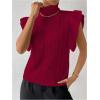 image:imageFloerns Womens Ruffle Trim Cable Knit Sweater Vest Turtleneck Sleeveless Tank TopsRed