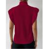 image:imageFloerns Womens Ruffle Trim Cable Knit Sweater Vest Turtleneck Sleeveless Tank TopsRed