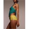 image:imageFloerns Womens Sequin Hanky Hem Halter Tops Sleeveless Sparkly Beaded Tie Back Crop TopsGreen