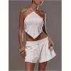 image:imageFloerns Womens Sequin Hanky Hem Halter Tops Sleeveless Sparkly Beaded Tie Back Crop TopsWhite