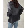 image:imageFloerns Womens Sheer Mesh Long Sleeve Oversized Drop Shoulder Y2k Tee Shirts Black Small