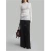 image:imageFloerns Womens Sheer Mesh Long Sleeve T Shirts Mock Neck Ruched Going Out TopsWhite