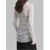 image:imageFloerns Womens Sheer Mesh Long Sleeve T Shirts Mock Neck Ruched Going Out TopsWhite