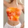 image:imageFloerns Womens Sleeveless Bandeau Floral Print Strapless Summer Cropped Going Out Tube Top Orange XSmall
