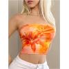 image:imageFloerns Womens Sleeveless Bandeau Floral Print Strapless Summer Cropped Going Out Tube Top Orange XSmall