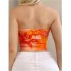 image:imageFloerns Womens Sleeveless Bandeau Floral Print Strapless Summer Cropped Going Out Tube Top Orange XSmall