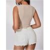 image:imageFloerns Womens V Neck Sleeveless Button Down Blouse Asymmetrical Cropped ShirtsLight Khaki