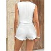 image:imageFloerns Womens V Neck Sleeveless Button Down Blouse Asymmetrical Cropped ShirtsWhite