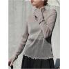 image:imageFloerns Womens Y2k Long Sleeve T Shirts Mock Neck See Through Going Out Tee TopsGrey