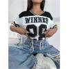 image:imageFloerns Womens Y2k Number Jersey Shirts V Neck Baggy Streetwear Summer T Shirts TopsBlack and White