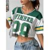 image:imageFloerns Womens Y2k Number Jersey Shirts V Neck Baggy Streetwear Summer T Shirts TopsDark Green