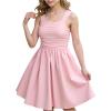image:imageFloerns Girls Casual Sleeveless Cami Dress Ruched Shirred Ruffle Hem Short DressLight Pink