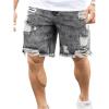 image:imageFloerns Mens Ripped Raw Hem Denim Shorts Plain Frayed Bermuda Jeans ShortsGrey