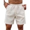 image:imageFloerns Mens Striped Beach Shorts Drawstring Waist Straight Leg Casual ShortsKhaki