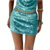 image:imageFloerns Womens Contrast Sequin Drop Waist Dancing Party Bodycon Mini SkirtTeal Blue