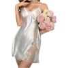 image:imageFloerns Womens Embroidery Mesh Lingerie Dress Chemise Stain Nightgown SleepwearWhite