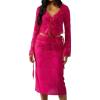 image:imageFloerns Womens Floral Chiffon Blouses Tie Front Ruffle V Neck Long Sleeve Crop TopsHot Pink