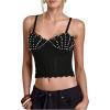 image:imageFloerns Womens Going Out Sleeveless Sweater Vest Pearl Beaded Hollow Out Pullover TopBlack