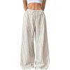 image:imageFloerns Womens Plus Size Striped Wide Leg Pants Elastic Waist Drawstring Lounge TrousersApricot