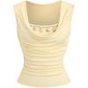 image:imageFloerns Womens Starfish Draped Front Tank Tops Ruched Scoop Neck Sleeveless Y2k TopYellow
