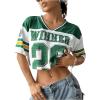 image:imageFloerns Womens Y2k Number Jersey Shirts V Neck Baggy Streetwear Summer T Shirts TopsDark Green