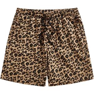 image:imageFloerns Mens Boho Paisley Graphic Print Drawstring Waist Essentials Summer Bandana Shorts with PocketCheetah Khaki