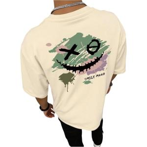 image:imageFloerns Mens Graphic Short Sleeve T Shirt Crew Neck Casual Loose Fit Tee TopsKhaki Green