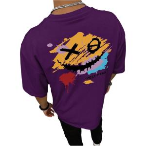 image:imageFloerns Mens Graphic Short Sleeve T Shirt Crew Neck Casual Loose Fit Tee TopsPurple