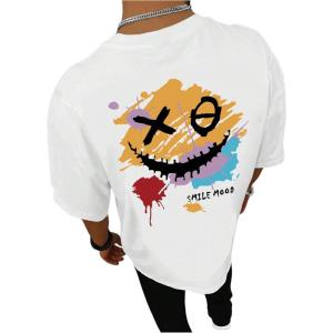 image:imageFloerns Mens Graphic Short Sleeve T Shirt Crew Neck Casual Loose Fit Tee TopsWhite
