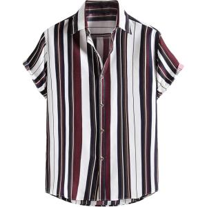 image:imageFloerns Mens Striped Shirts Casual Short Sleeve Button Down ShirtsMulticolor