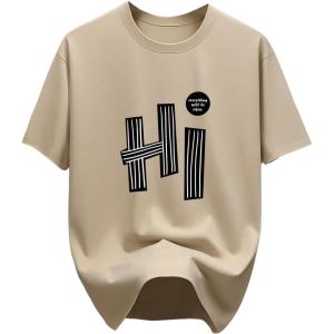 image:imageFloerns Mens Summer Tops Short Sleeve Graphic Crew Neck Casual Tee ShirtsApricot