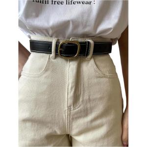 image:imageFloerns Womens Casual PU Leather Belt Oval Buckle Medium Belt for Dress PantsBlack