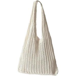 image:imageFloerns Womens Crochet Hollow Out Beach Tote Bag Daily Casual Knitted Shoulder HandbagsBeige