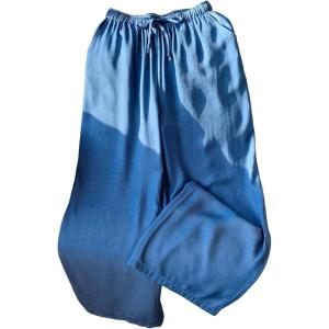 image:imageFloerns Womens Elastic Waist Wide Leg Pants Drawstring Lounge Trousers with PocketsBlue