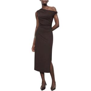 image:imageFloerns Womens Elegant Slit Midi Dress Asymmetrical Off Shoulder Party Bodycon DressesCoffee Brown