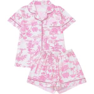 image:imageFloerns Womens Floral Pajamas Notch Collar Print Sleepwear Two Piece Pajama SetPale Pink